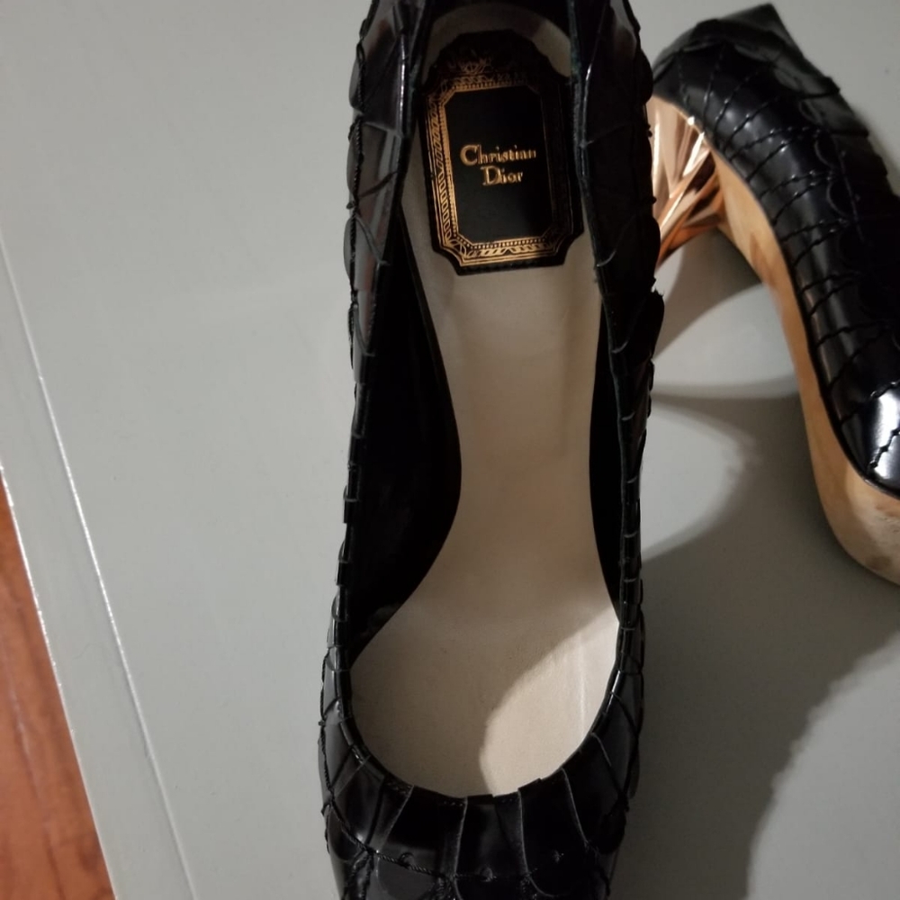 Dior Serpent Picasso Black Leather Hidden Platform Stiletto Heel Pumps size 40. - Picture 7 of 8